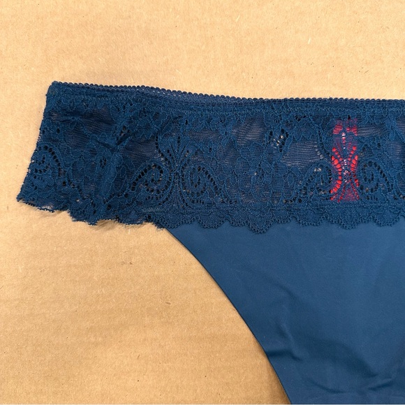 New Ruby Ribbon Valentina Lace Thong Lapis Blue - Picture 2 of 4